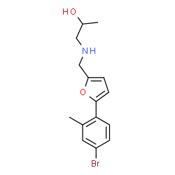 ChemSpider 2D Image | 1-({[5-(4-Bromo-2-methylphenyl)-2-furyl]methyl}amino)-2-propanol | C15H18BrNO2