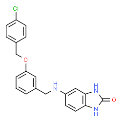ChemSpider 2D Image | 5-({3-[(4-Chlorobenzyl)oxy]benzyl}amino)-1,3-dihydro-2H-benzimidazol-2-one | C21H18ClN3O2