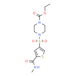 ChemSpider 2D Image | Ethyl 4-{[5-(methylcarbamoyl)-3-thienyl]sulfonyl}-1-piperazinecarboxylate | C13H19N3O5S2