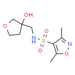 ChemSpider 2D Image | N-[(3-Hydroxytetrahydro-3-furanyl)methyl]-3,5-dimethyl-1,2-oxazole-4-sulfonamide | C10H16N2O5S