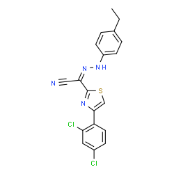 ChemSpider 2D Image | (2Z)-[4-(2,4-Dichlorophenyl)-1,3-thiazol-2-yl][(4-ethylphenyl)hydrazono]acetonitrile | C19H14Cl2N4S