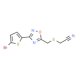 ChemSpider 2D Image | ({[3-(5-Bromo-2-thienyl)-1,2,4-oxadiazol-5-yl]methyl}sulfanyl)acetonitrile | C9H6BrN3OS2
