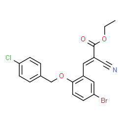 ChemSpider 2D Image | ethyl (E)-3-[5-bromo-2-[(4-chlorophenyl)methoxy]phenyl]-2-cyano-prop-2-enoate | C19H15BrClNO3