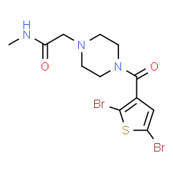 ChemSpider 2D Image | 2-{4-[(2,5-Dibromo-3-thienyl)carbonyl]-1-piperazinyl}-N-methylacetamide | C12H15Br2N3O2S