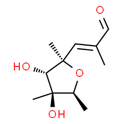 ChemSpider 2D Image | (2E)-3-[(2R,3S,4S,5S)-3,4-Dihydroxy-2,4,5-trimethyltetrahydro-2-furanyl]-2-methylacrylaldehyde | C11H18O4