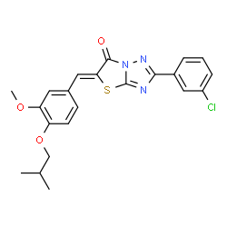 ChemSpider 2D Image | (5Z)-2-(3-Chlorophenyl)-5-(4-isobutoxy-3-methoxybenzylidene)[1,3]thiazolo[3,2-b][1,2,4]triazol-6(5H)-one | C22H20ClN3O3S