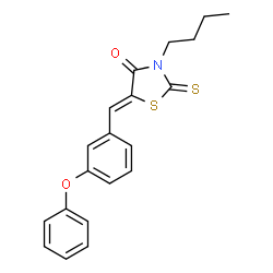 ChemSpider 2D Image | (5Z)-3-Butyl-5-(3-phenoxybenzylidene)-2-thioxo-1,3-thiazolidin-4-one | C20H19NO2S2