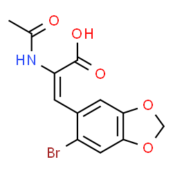 ChemSpider 2D Image | (2E)-2-Acetamido-3-(6-bromo-1,3-benzodioxol-5-yl)acrylic acid | C12H10BrNO5
