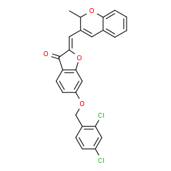 ChemSpider 2D Image | (2Z)-6-[(2,4-Dichlorobenzyl)oxy]-2-[(2-methyl-2H-chromen-3-yl)methylene]-1-benzofuran-3(2H)-one | C26H18Cl2O4