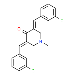 ChemSpider 2D Image | (3E,5E)-3,5-Bis(3-chlorobenzylidene)-1-methyl-4-piperidinone | C20H17Cl2NO