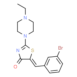ChemSpider 2D Image | (5Z)-5-(3-Bromobenzylidene)-2-(4-ethyl-1-piperazinyl)-1,3-thiazol-4(5H)-one | C16H18BrN3OS
