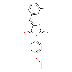 ChemSpider 2D Image | (5Z)-3-(4-Ethoxyphenyl)-5-(3-fluorobenzylidene)-1,3-thiazolidine-2,4-dione | C18H14FNO3S