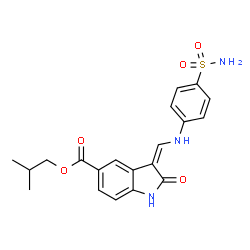 ChemSpider 2D Image | Isobutyl (3Z)-2-oxo-3-{[(4-sulfamoylphenyl)amino]methylene}-5-indolinecarboxylate | C20H21N3O5S