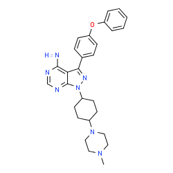 ChemSpider 2D Image | 1-[4-(4-Methyl-1-piperazinyl)cyclohexyl]-3-(4-phenoxyphenyl)-1H-pyrazolo[3,4-d]pyrimidin-4-amine | C28H33N7O