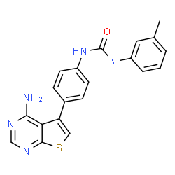 ChemSpider 2D Image | 1-[4-(4-Aminothieno[2,3-d]pyrimidin-5-yl)phenyl]-3-(3-methylphenyl)urea | C20H17N5OS