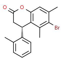 ChemSpider 2D Image | (4S)-6-Bromo-5,7-dimethyl-4-(2-methylphenyl)-2-chromanone | C18H17BrO2