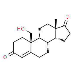 ChemSpider 2D Image | (9beta,14beta)-19-Hydroxyandrost-4-ene-3,17-dione | C19H26O3
