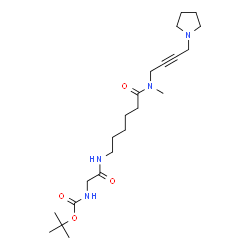 ChemSpider 2D Image | tert-butyl {2-[(6-{methyl[4-(pyrrolidin-1-yl)but-2-yn-1-yl]amino}-6-oxohexyl)amino]-2-oxoethyl}carbamate | C22H38N4O4