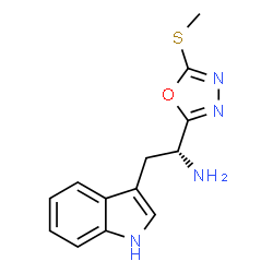 ChemSpider 2D Image | (1R)-2-(1H-Indol-3-yl)-1-[5-(methylsulfanyl)-1,3,4-oxadiazol-2-yl]ethanamine | C13H14N4OS