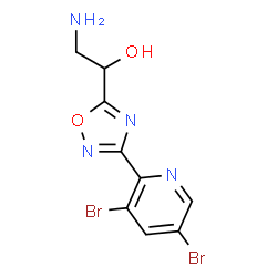 ChemSpider 2D Image | 2-Amino-1-[3-(3,5-dibromo-2-pyridinyl)-1,2,4-oxadiazol-5-yl]ethanol | C9H8Br2N4O2