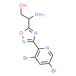 ChemSpider 2D Image | 2-Amino-2-[3-(3,5-dibromo-2-pyridinyl)-1,2,4-oxadiazol-5-yl]ethanol | C9H8Br2N4O2
