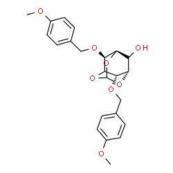 ChemSpider 2D Image | (5R,7S,8S,9S)-8,9-Bis[(4-methoxybenzyl)oxy]-2,4,10-trioxatricyclo[3.3.1.1~3,7~]decan-6-ol | C23H26O8