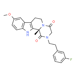 ChemSpider 2D Image | (12bS)-2-[2-(3-Fluorophenyl)ethyl]-9-methoxy-12b-methyl-2,3,6,7,12,12b-hexahydropyrazino[1',2':1,2]pyrido[3,4-b]indole-1,4-dione | C24H24FN3O3