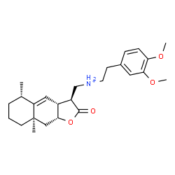 ChemSpider 2D Image | 2-(3,4-Dimethoxyphenyl)-N-{[(3S,3aR,5S,8aR,9aR)-5,8a-dimethyl-2-oxo-2,3,3a,5,6,7,8,8a,9,9a-decahydronaphtho[2,3-b]furan-3-yl]methyl}ethanaminium | C25H36NO4