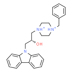 ChemSpider 2D Image | 1-Benzyl-4-[(2R)-3-(9H-carbazol-9-yl)-2-hydroxypropyl]piperazinediium | C26H31N3O