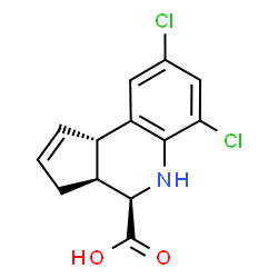 ChemSpider 2D Image | (3aS,4R,9bS)-6,8-Dichloro-3a,4,5,9b-tetrahydro-3H-cyclopenta[c]quinoline-4-carboxylic acid | C13H11Cl2NO2