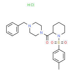 ChemSpider 2D Image | (4-Benzyl-1-piperazinyl){1-[(4-methylphenyl)sulfonyl]-2-piperidinyl}methanone hydrochloride (1:1) | C24H32ClN3O3S