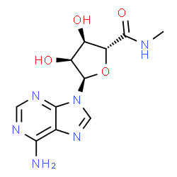 ChemSpider 2D Image | (2R,3R,4S,5R)-5-(6-Amino-9H-purin-9-yl)-3,4-dihydroxy-N-methyltetrahydro-2-furancarboxamide | C11H14N6O4
