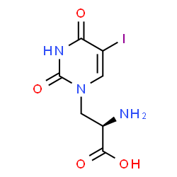 ChemSpider 2D Image | 3-(5-Iodo-2,4-dioxo-3,4-dihydro-1(2H)-pyrimidinyl)-D-alanine | C7H8IN3O4