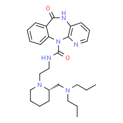 ChemSpider 2D Image | N-(2-{(2S)-2-[(Dipropylamino)methyl]-1-piperidinyl}ethyl)-6-oxo-5,6-dihydro-11H-pyrido[2,3-b][1,4]benzodiazepine-11-carboxamide | C27H38N6O2