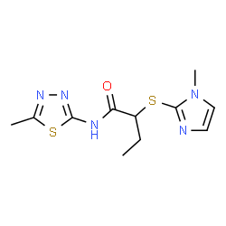 ChemSpider 2D Image | 2-[(1-Methyl-1H-imidazol-2-yl)sulfanyl]-N-(5-methyl-1,3,4-thiadiazol-2-yl)butanamide | C11H15N5OS2
