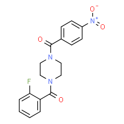 ChemSpider 2D Image | Piperazine, 1-(2-fluorobenzoyl)-4-(4-nitrobenzoyl)- | C18H16FN3O4
