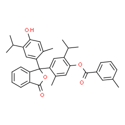 ChemSpider 2D Image | 4-[1-(4-Hydroxy-5-isopropyl-2-methylphenyl)-3-oxo-1,3-dihydro-2-benzofuran-1-yl]-2-isopropyl-5-methylphenyl 3-methylbenzoate | C36H36O5