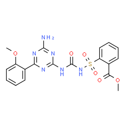 ChemSpider 2D Image | Methyl 2-({[4-amino-6-(2-methoxyphenyl)-1,3,5-triazin-2-yl]carbamoyl}sulfamoyl)benzoate | C19H18N6O6S