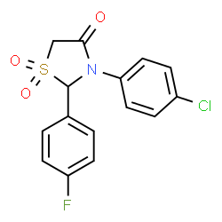ChemSpider 2D Image | 3-(4-Chlorophenyl)-2-(4-fluorophenyl)-1,3-thiazolidin-4-one 1,1-dioxide | C15H11ClFNO3S