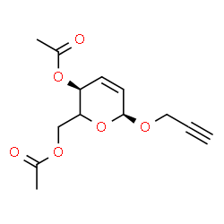 ChemSpider 2D Image | 2-Propyn-1-yl (5xi)-4,6-di-O-acetyl-2,3-dideoxy-alpha-D-glycero-hex-2-enopyranoside | C13H16O6
