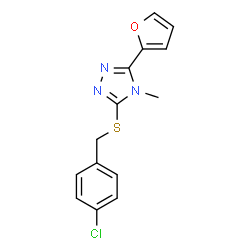 ChemSpider 2D Image | 3-[(4-Chlorobenzyl)sulfanyl]-5-(2-furyl)-4-methyl-4H-1,2,4-triazole | C14H12ClN3OS