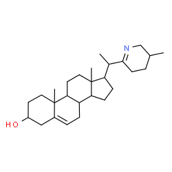 ChemSpider 2D Image | 17-[1-(5-Methyl-3,4,5,6-tetrahydro-2-pyridinyl)ethyl]androst-5-en-3-ol | C27H43NO