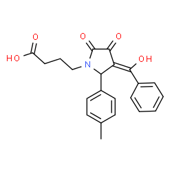 ChemSpider 2D Image | 4-[(3Z)-3-[Hydroxy(phenyl)methylene]-2-(4-methylphenyl)-4,5-dioxo-1-pyrrolidinyl]butanoic acid | C22H21NO5