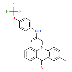 ChemSpider 2D Image | 2-(2-Methyl-9-oxo-10(9H)-acridinyl)-N-[4-(trifluoromethoxy)phenyl]acetamide | C23H17F3N2O3