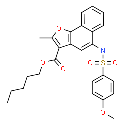 ChemSpider 2D Image | Pentyl 5-{[(4-methoxyphenyl)sulfonyl]amino}-2-methylnaphtho[1,2-b]furan-3-carboxylate | C26H27NO6S