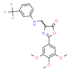 ChemSpider 2D Image | 4-({[3-(Trifluoromethyl)phenyl]amino}methylene)-2-(3,4,5-trimethoxyphenyl)-1,3-oxazol-5(4H)-one | C20H17F3N2O5