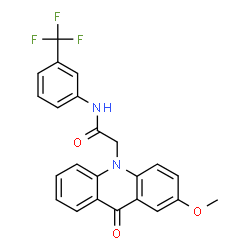 ChemSpider 2D Image | 2-(2-Methoxy-9-oxo-10(9H)-acridinyl)-N-[3-(trifluoromethyl)phenyl]acetamide | C23H17F3N2O3