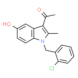 ChemSpider 2D Image | 1-[1-(2-Chlorobenzyl)-5-hydroxy-2-methyl-1H-indol-3-yl]ethanone | C18H16ClNO2