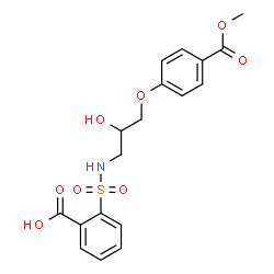 ChemSpider 2D Image | 2-({2-Hydroxy-3-[4-(methoxycarbonyl)phenoxy]propyl}sulfamoyl)benzoic acid | C18H19NO8S