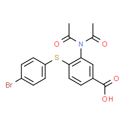 ChemSpider 2D Image | 4-[(4-Bromophenyl)sulfanyl]-3-(diacetylamino)benzoic acid | C17H14BrNO4S